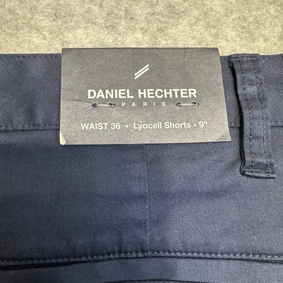 Daniel Hechter Chino Short Mens Paris Lyocell 9"  SZ 36 Blue Stretch Flat Front - Picture 6 of 7